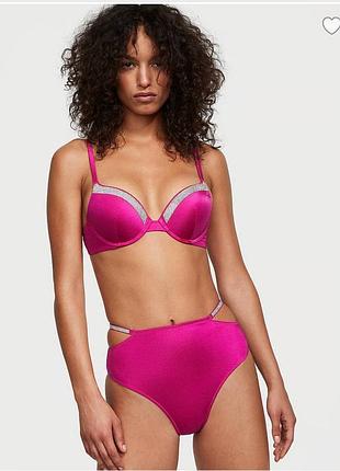 Купальник з високими плавками,  пуш-ап стрази оригінал victorias secret вікторія сікрет