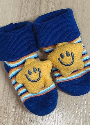 Носки на мальчика девочку с погремушкой в полоску с игрушкой звездочками теплые синие 14 15 16