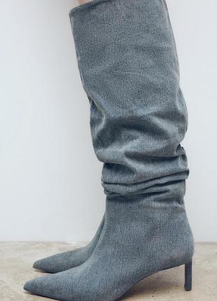 Сапоги джинсовые zara
