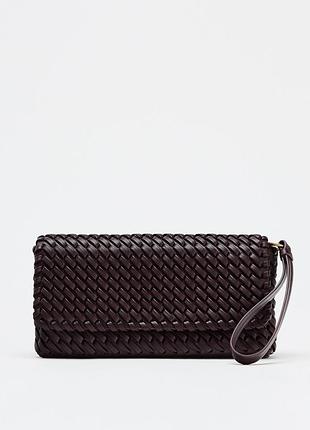 Zara’ 25 плетена сумка-клатч в кольорі бордо