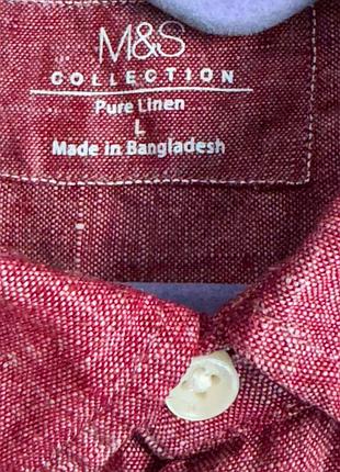 100% лен новая льняная рубашка унисекс marks&spencer pure linen8 фото