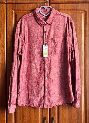 100% лен новая льняная рубашка унисекс marks&spencer pure linen4 фото