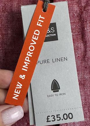 100% лен новая льняная рубашка унисекс marks&spencer pure linen9 фото