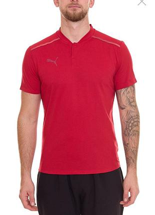 Мужская поло puma teamcup casuals с коротким воротником-стойкой, спортивная рубашка 656742 01 красная