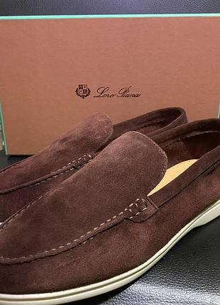 Лофери замшеві loro piana для чоловіків коричневі модні замшеві лофери