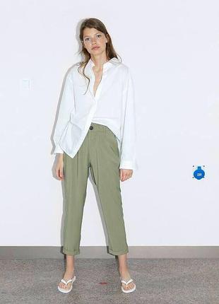 Зелёные брюки из вискозы zara