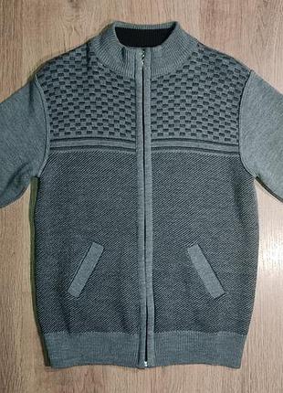 Кофта подростковая, мужская hm связана из натурального меха / на молнии, замачкое / размер l