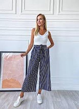 Укороченные широкие брюки кюлоты в полоску от zara