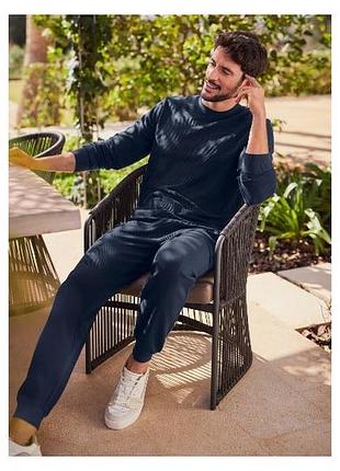 Стильний не утеплений темно синій чоловічий спортивний костюм