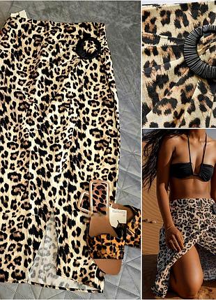 Леопардовая льняная юбка zara зара.