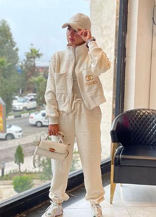 Спортивный костюм дайвинг штаны и зипка chanel шанель