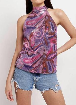 Топ с принтом в пайетках river island