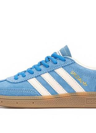 Женские кроссовки adidas spezial blue white Адидас голубого с белым цветами