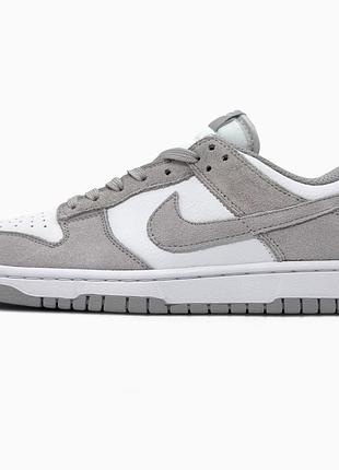 Мужские кроссовки nike sb dunk low grey white найк данк серого с белым цветами