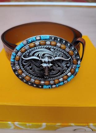 Стильный пояс пояс пояс поясок ремень с быком буйволом унисекс
