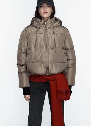 Куртка анорак zara пуховик вкорочений