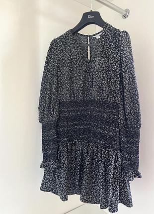 Невероятное черное мини платье мини в мелкую уветочку от topshop