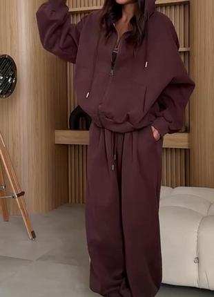 Спортивний костюм жіночий/оверсайз/петля/бавовна/колір: графіт, шоколад, темно синій , червоний