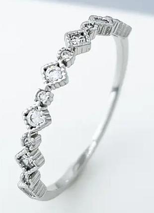 Кільце "геометрія" з камінням; р.17; 17,5; р.18,5; р.19; медичне золото xuping, родій