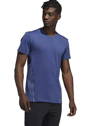 Синяя мужская футболка adidas aeroeady 3-stripes