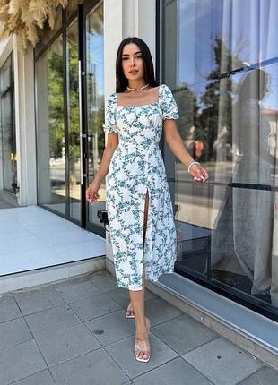 Легка сукня міді з розрізом на ніжці різні кольори