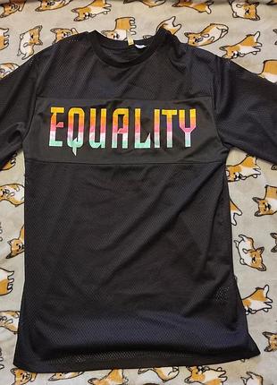Футболка h&m divided equality оверсайз сетка черная