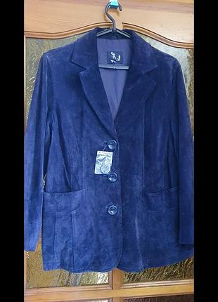 Шкіряний замшовий фіолетовий бузковий блейзер піджак жакет