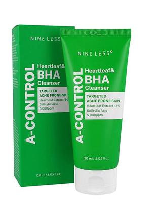 Nine less - a-control heartleaf & bha cleanser - відлущувальна емульсія для вмивання обличчя - 120ml