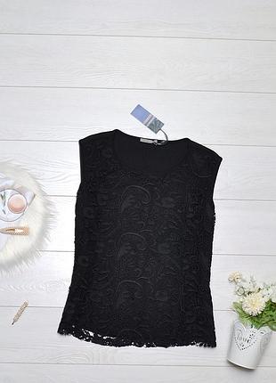 Красива комбінована плотна блуза з кружевом m&s woman.