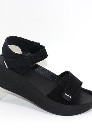 Босоніжки 113025 замшеві на липучках