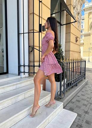 Женское летнее мини короткое платье коротким рукавом софт цветочный принт3 фото