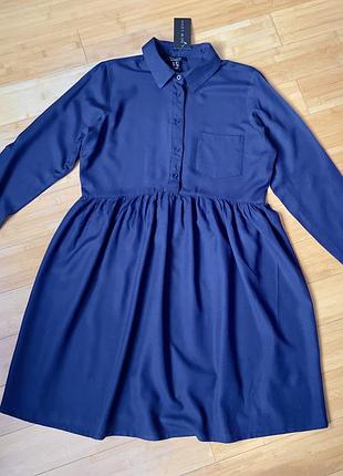 Натуральное синее платье