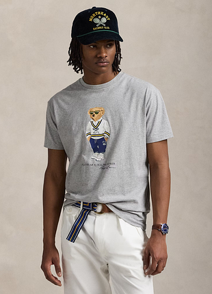Облегающая футболка polo bear jersey в сером цвете ralph lauren
