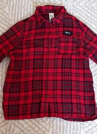 Фирменная рубашка в клетку here&amp;there для девочки р.146-152