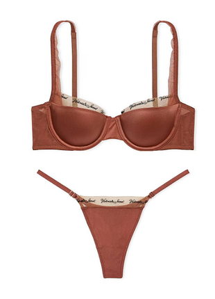 Victorias secret комплект белья трусики и бюстгальтер very sexy logo embroidery lined bra thong pant