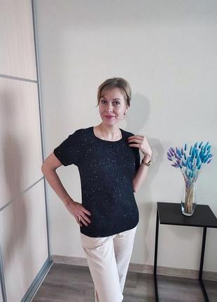 Кофта ангорова з паєтками чорна жіноча handmade
