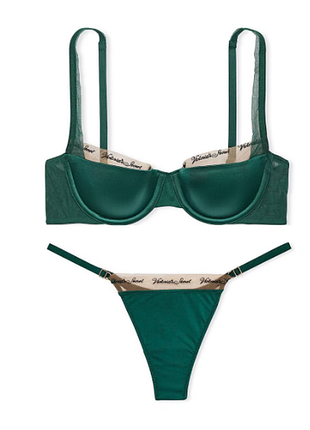 Victorias secret комплект белья трусики и бюстгальтер very sexy logo embroidery lined bra thong gree