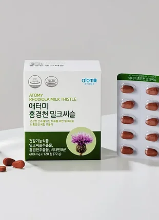 Радіола і розторопша для здорової печінки rhodiola milk thistle atomy 120 капсул