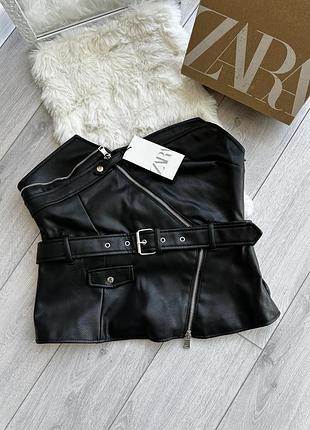 Кожаный корсет zara топ по типу косухи