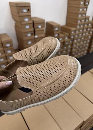 Карамельні анатомічні лофери із натуральної шкіри barefoot