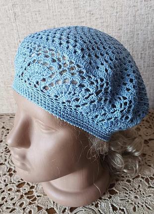 Літній ажурний берет з бавовни