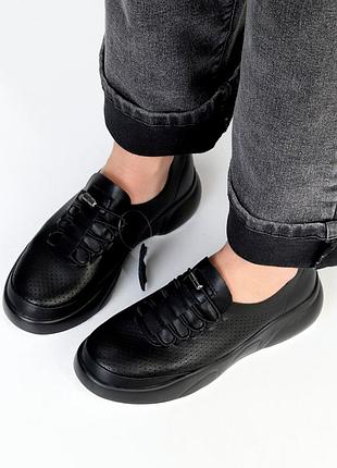 Сліпони "colli", чорний, натуральна шкіра з перфорацією