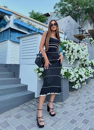 Платье сарафан вязкая черная