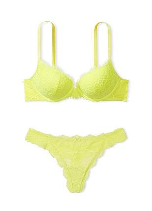 Victorias secret комплект белья трусики и бюстгальтер wicked unlined bra lime citron dreams angels