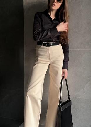 Штани, брюки кльош з котону, котонові, з бавовни casual trend