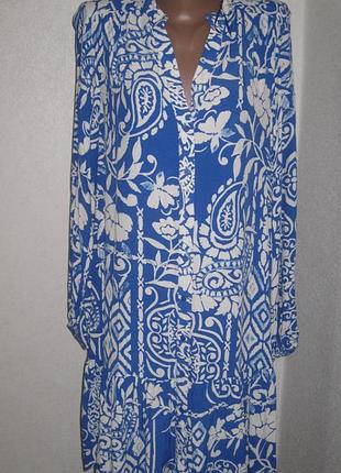 Голубое вискозное платье с оборкой f&f размер 6