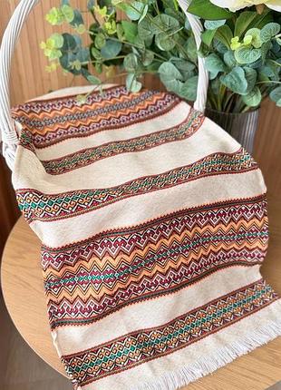 Льняное полотенце с орнаментом лён