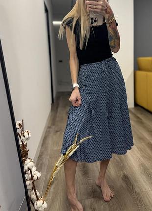 Cпідниця міді геометричний принт з підкладкою з поясом розкльошена
