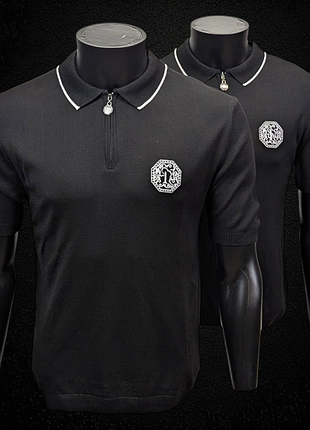 Поло стильна трикотажна  чорна футболка