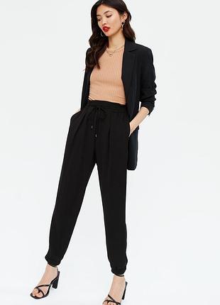 Легкие черные штаны new look с высокой талией низ на резинке тонкие брюки высокая талия джогеры